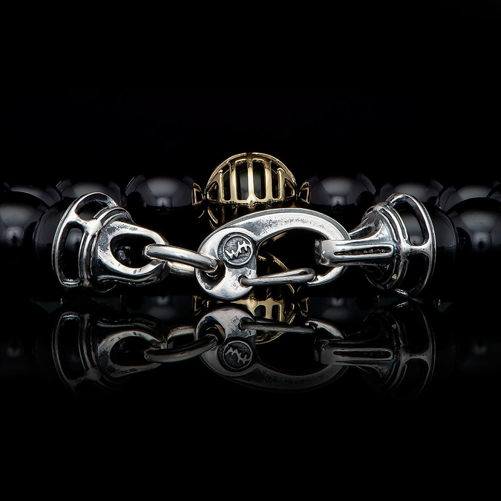 William Henry Midnight Hour Embrace Two-Tone  Black Onyx & Jade Beaded Bracelet Clasp