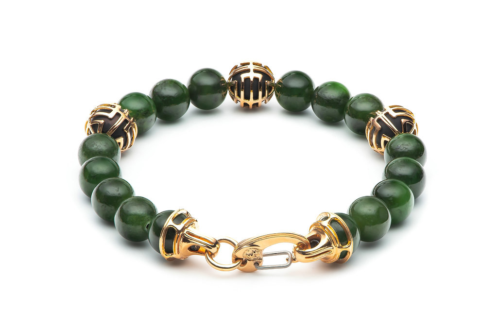 William Henry Embrace Strength Jade & Black Onyx Bead Bracelet