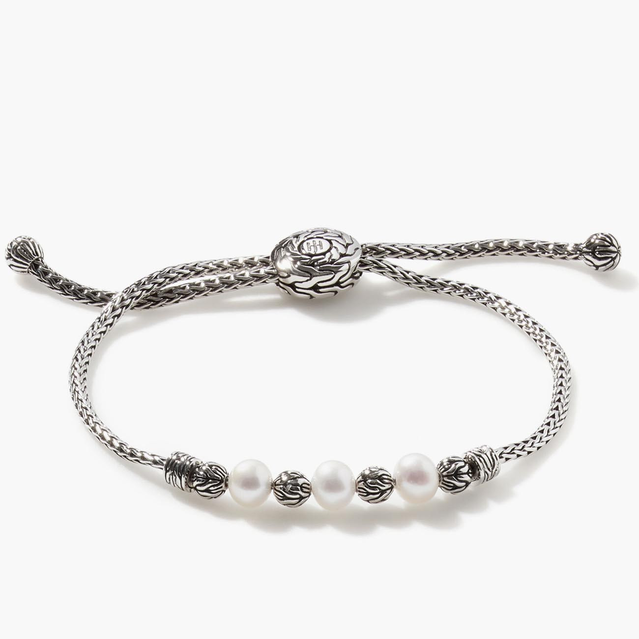 John Hardy Classic Chain Pearl Adjustable Station Bracelet in Sterling Silver