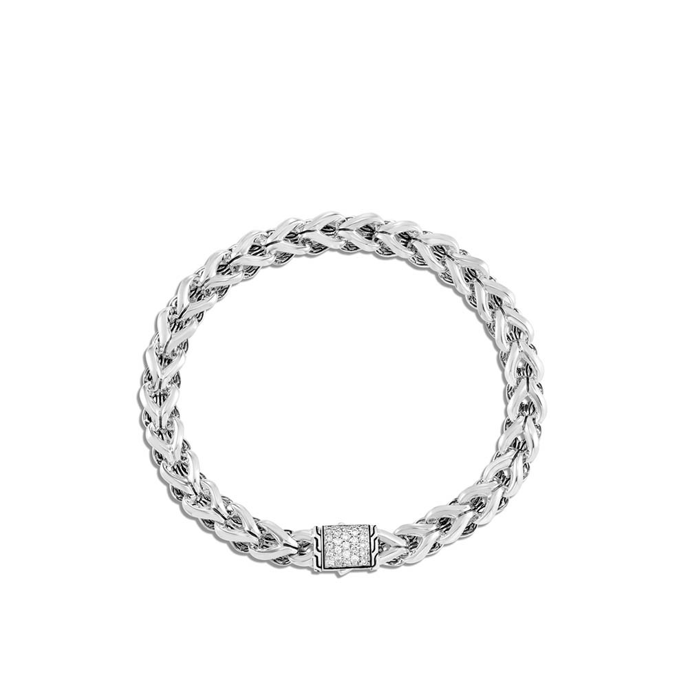 John Hardy Asli Classic Chain Diamond Link Bracelet in Sterling Silver flat view