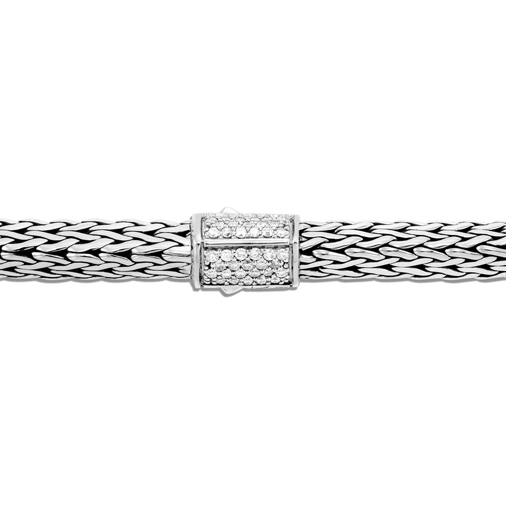 John Hardy Classic Chain Diamond Silver Bracelet - 6.4mm clasp view