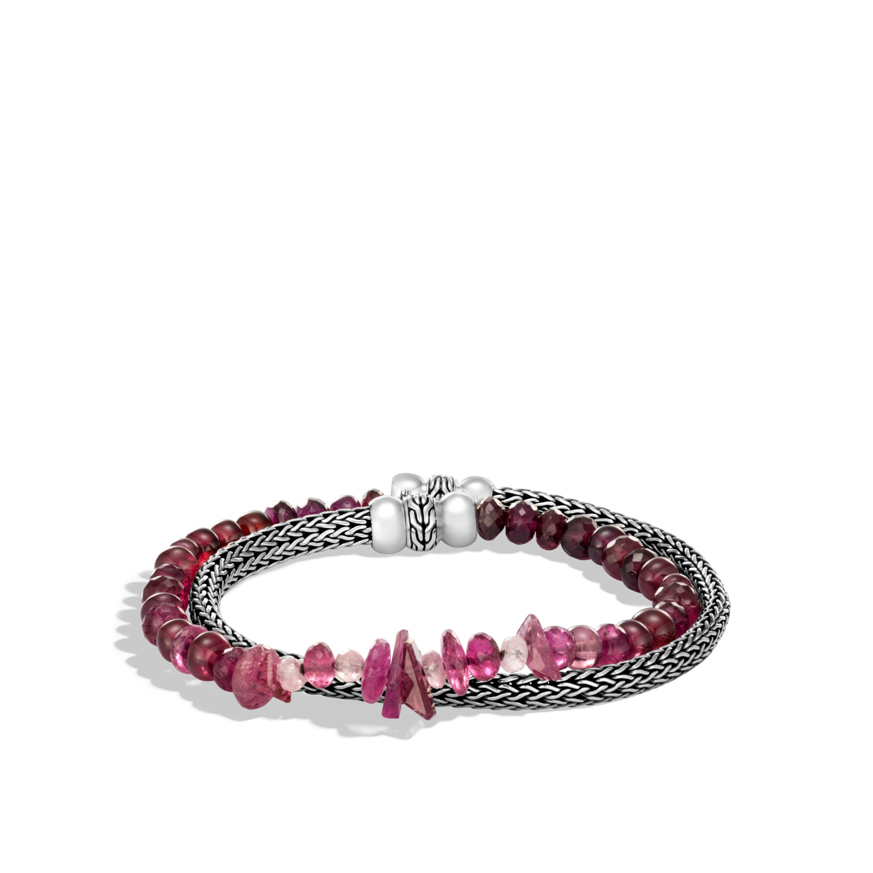 John Hardy Classic Chain Double Wrap Bracelet with Pink Tourmaline
