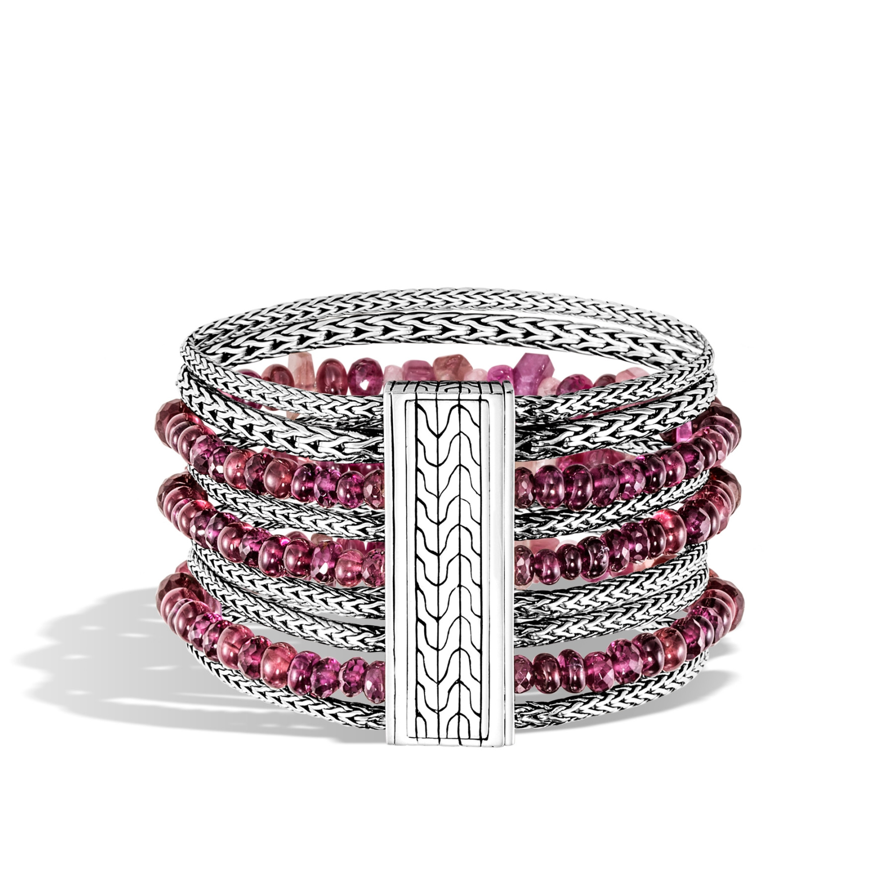 John Hardy Classic Chain Multi-Row Pink Tourmaline Bracelet