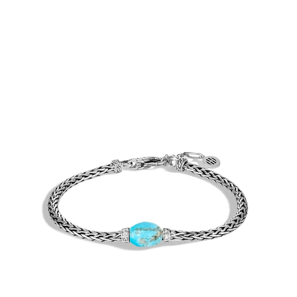 John Hardy Classic Chain Turquoise Station Bracelet in Sterling Silver
