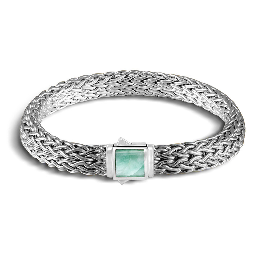 John Hardy Small Classic Chain Emerald & Black Sapphire Reversible Bracelet