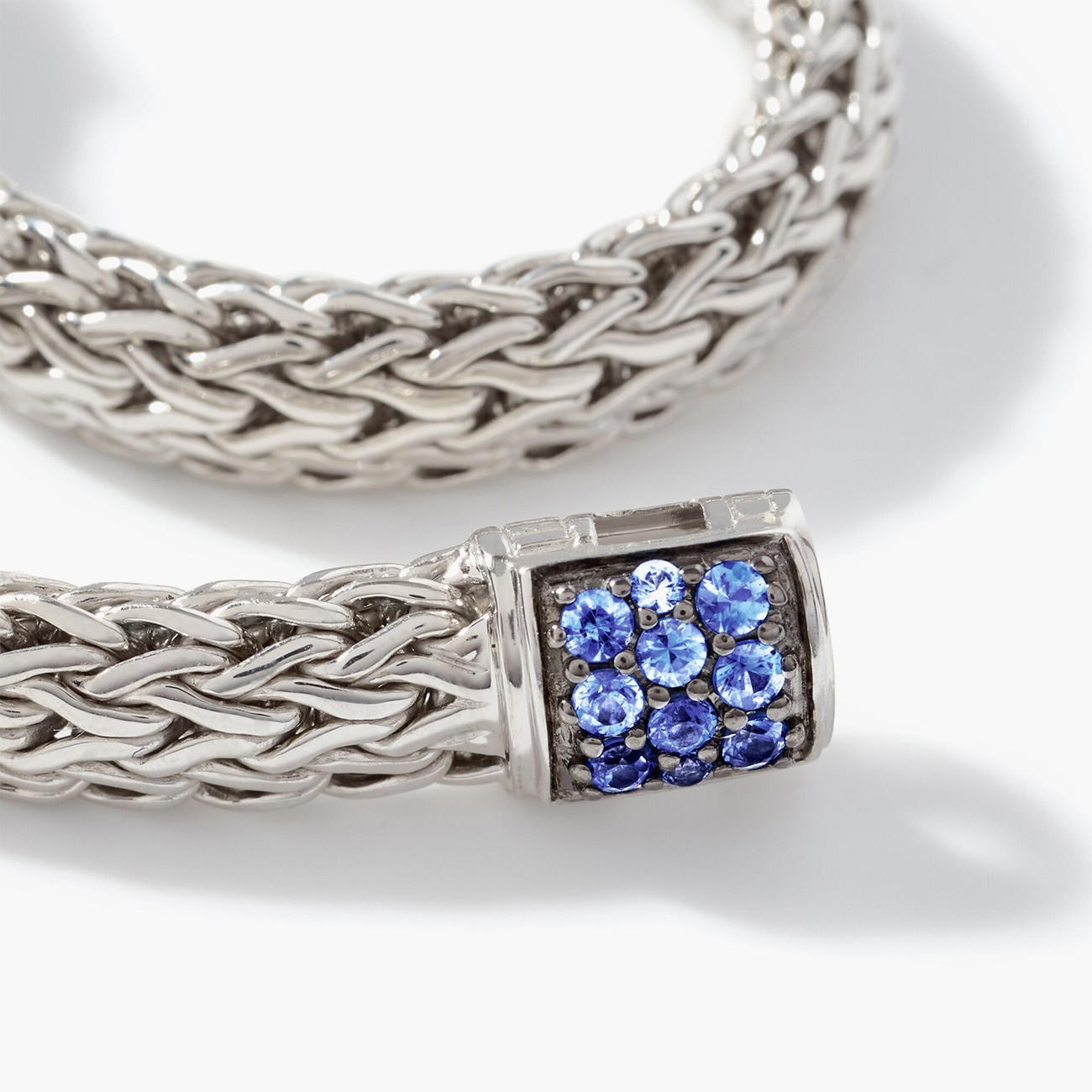 Silver Bracelet with Blue Sapphire Clasp Closeup