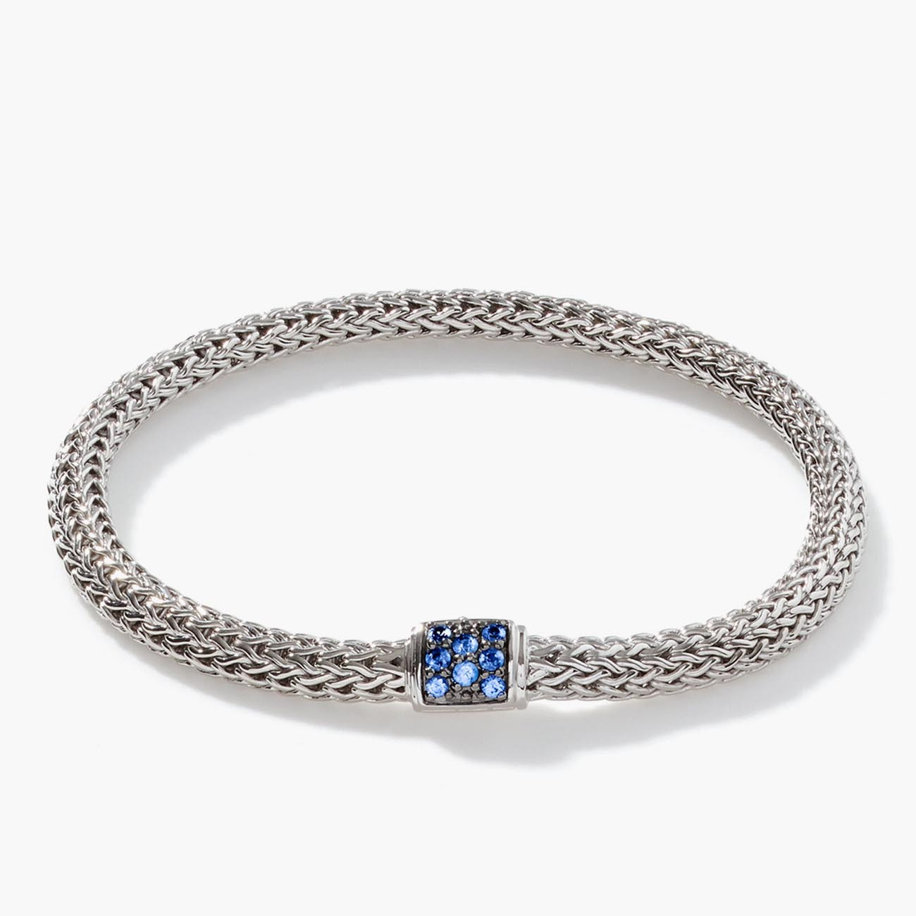 John Hardy Classic Chain 5mm Silver Bracelet with Blue Sapphire Clasp