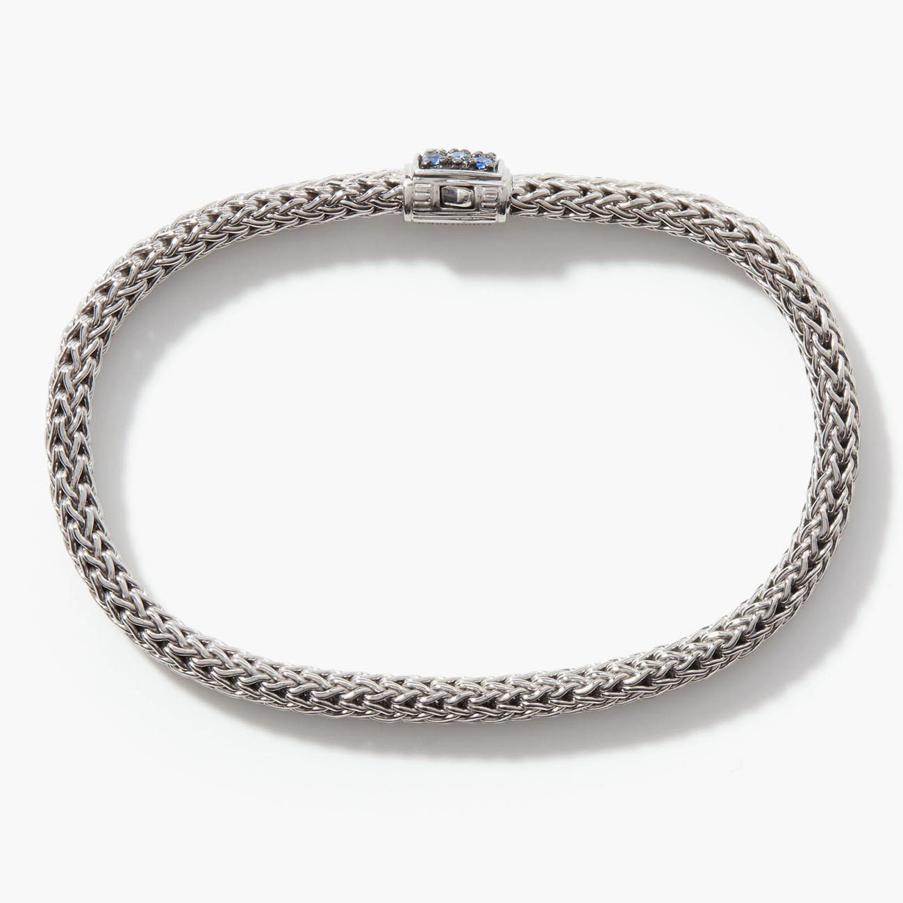 John Hardy Classic Chain 5mm Silver Bracelet with Blue Sapphire Clasp Profile