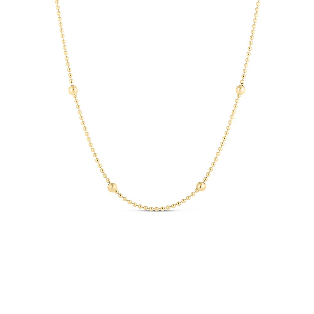 Gold Station Bead Necklace 18In