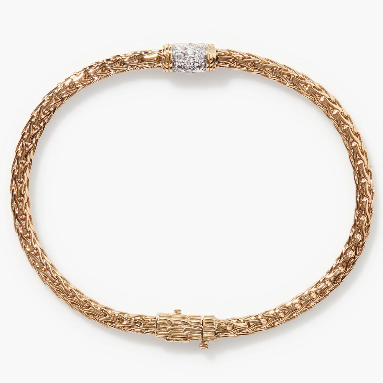 John Hardy Mini Diamond Gold Chain Bracelet Profile