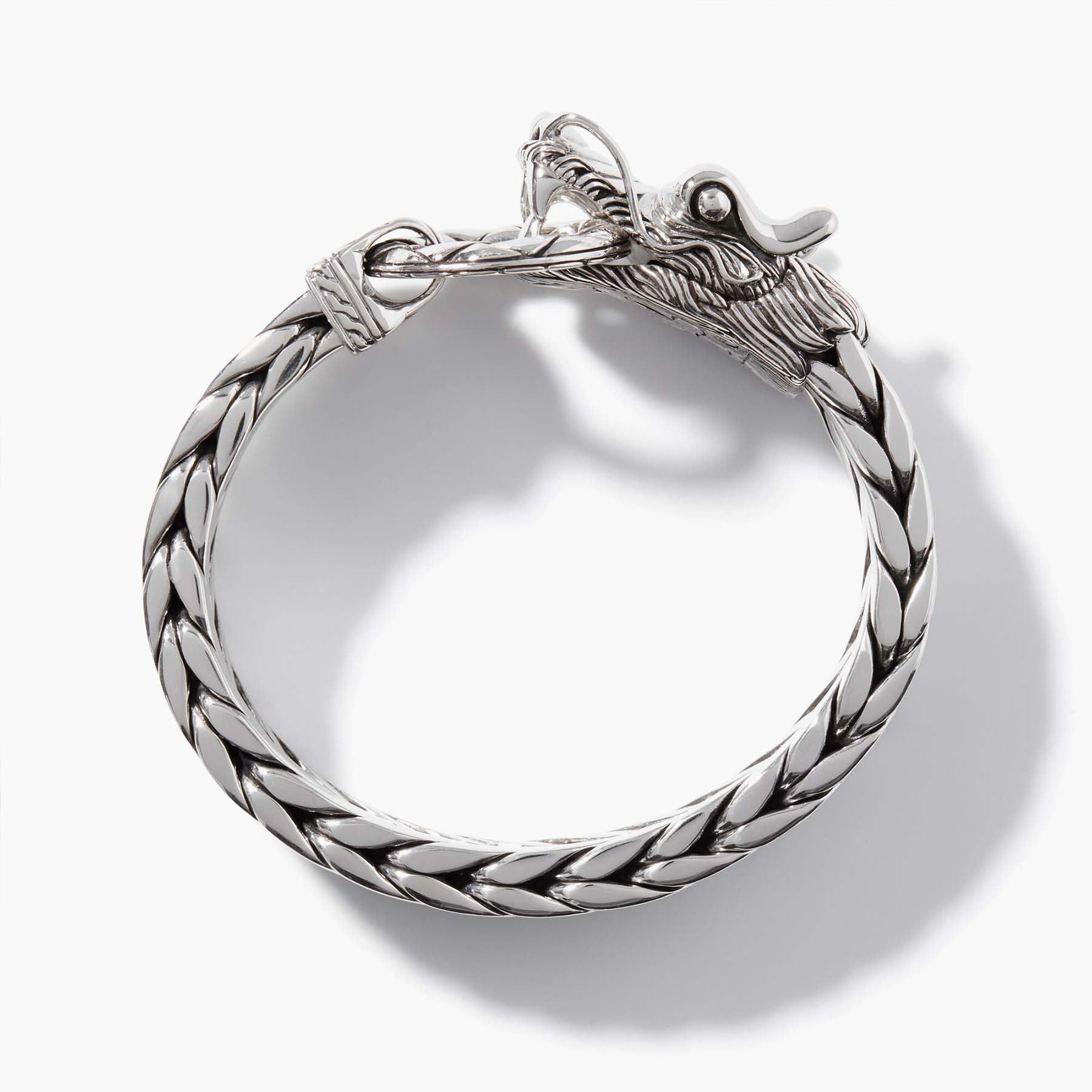 John Hardy Naga Extra-Large Rectangular Chain Silver Bracelet Profile
