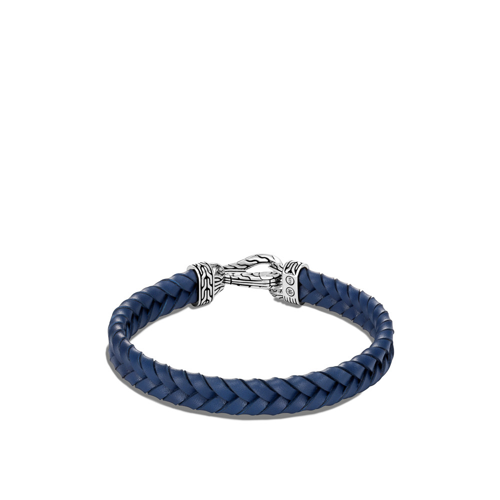 John Hardy Asli Classic Chain Blue Braided Leather Bracelet in Sterling Silver back view