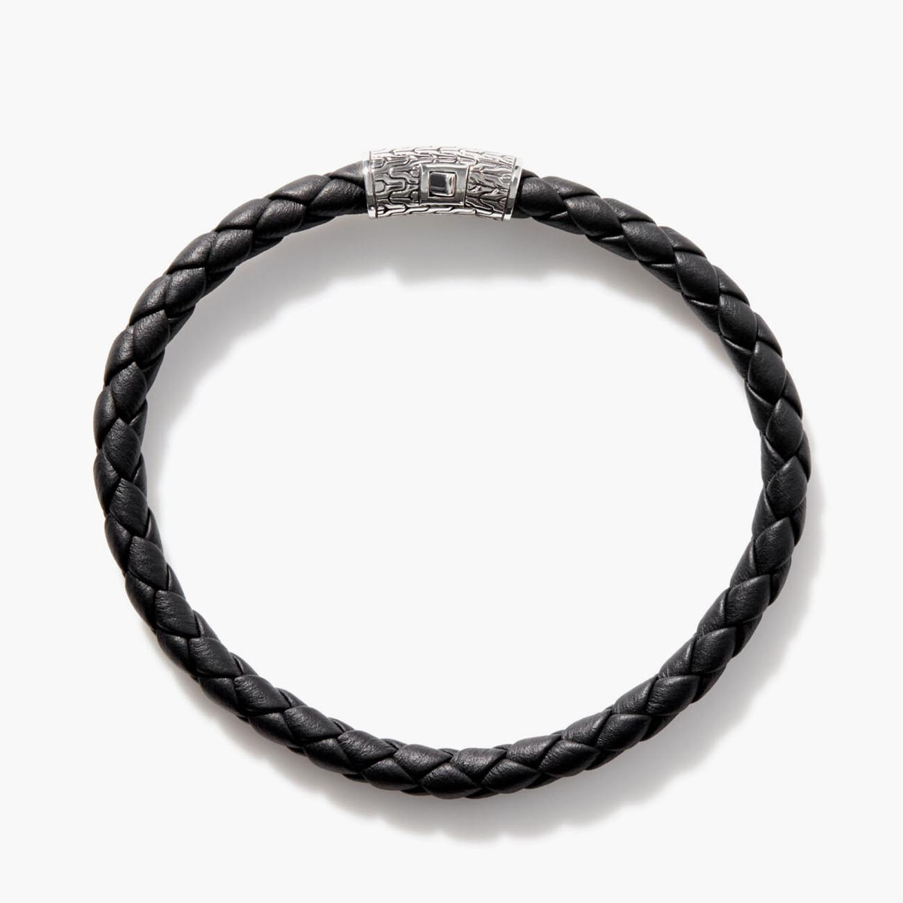 John Hardy Black Woven Leather Classic Chain Bracelet Profile