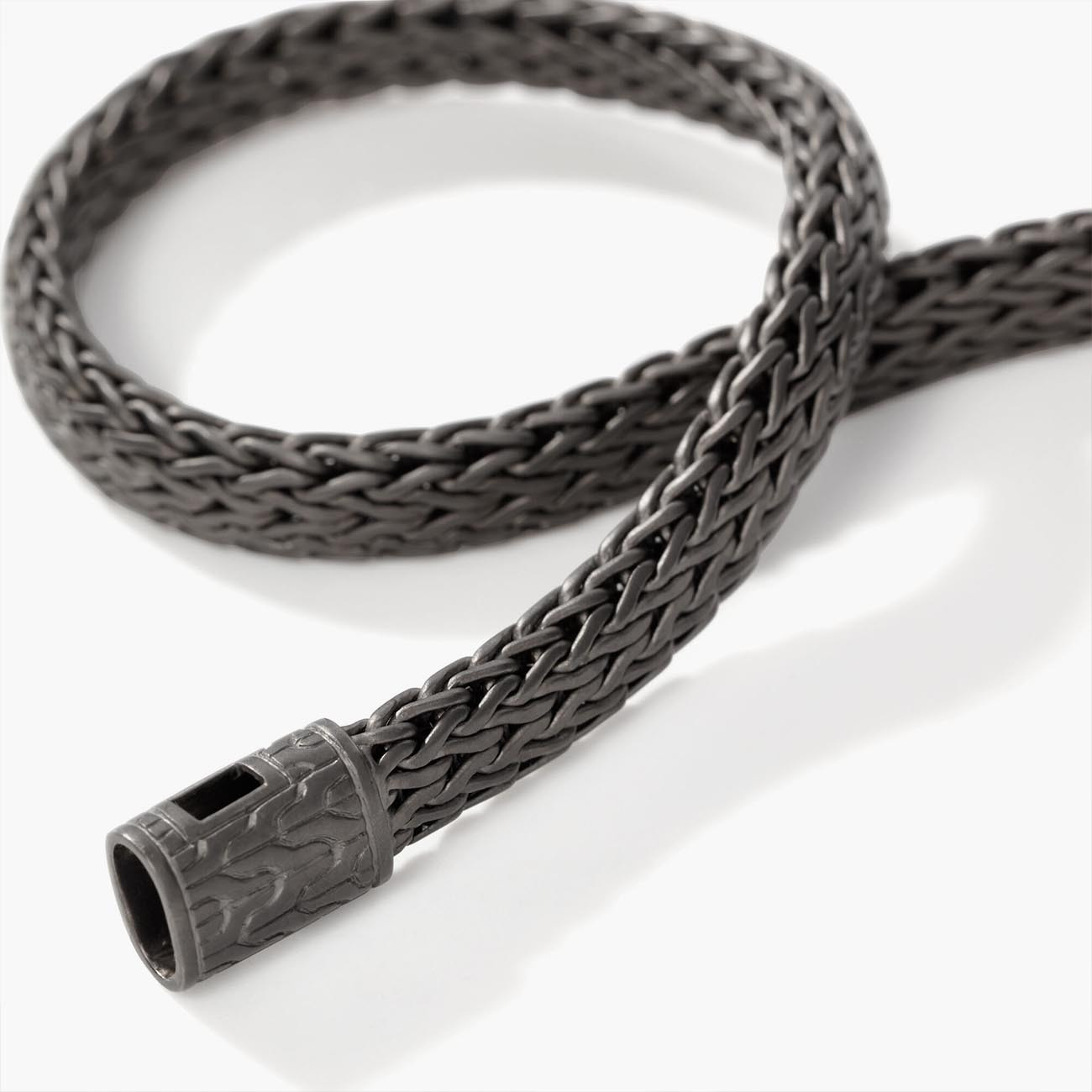 John Hardy 6.5mm Classic Chain Black Rhodium Bracelet Closeup