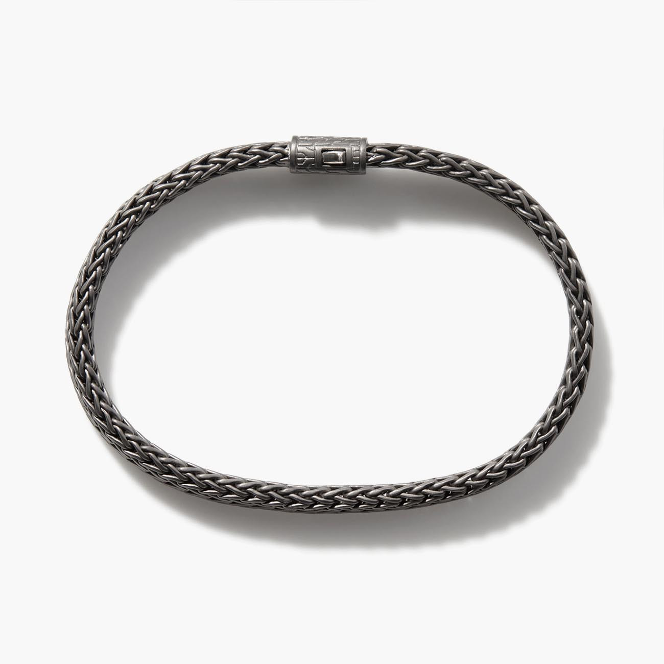 JOHN HARDY MENS Bronze Hook Bracelet On Black Braided Leather Cord 17mm  Size M 