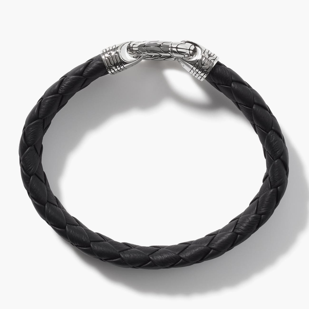 John Hardy Classic Chain Leather Braided Ring Clasp Bracelet