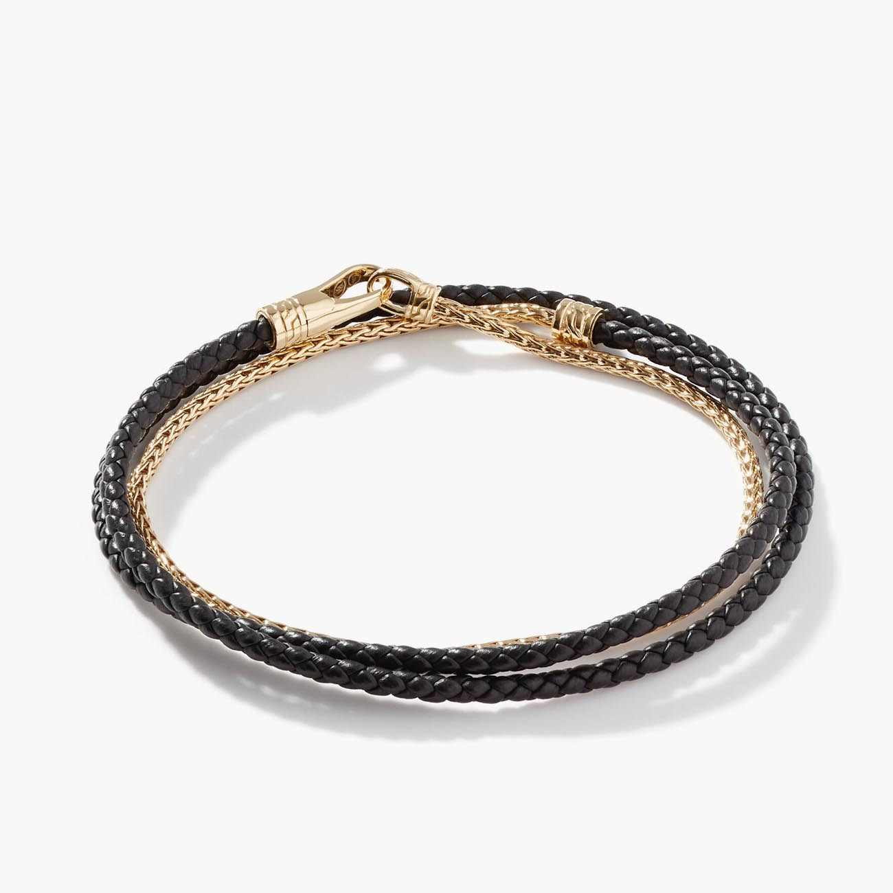 John Hardy Leather & 18K Gold Triple Wrap Bracelet