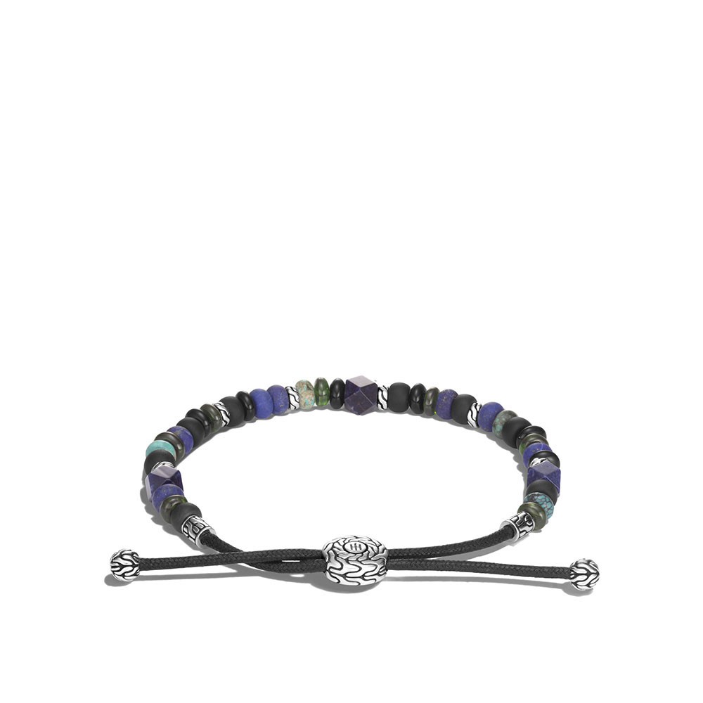 John Hardy Classic Chain Lapis Lazuli Beaded Pull Through Bracelet