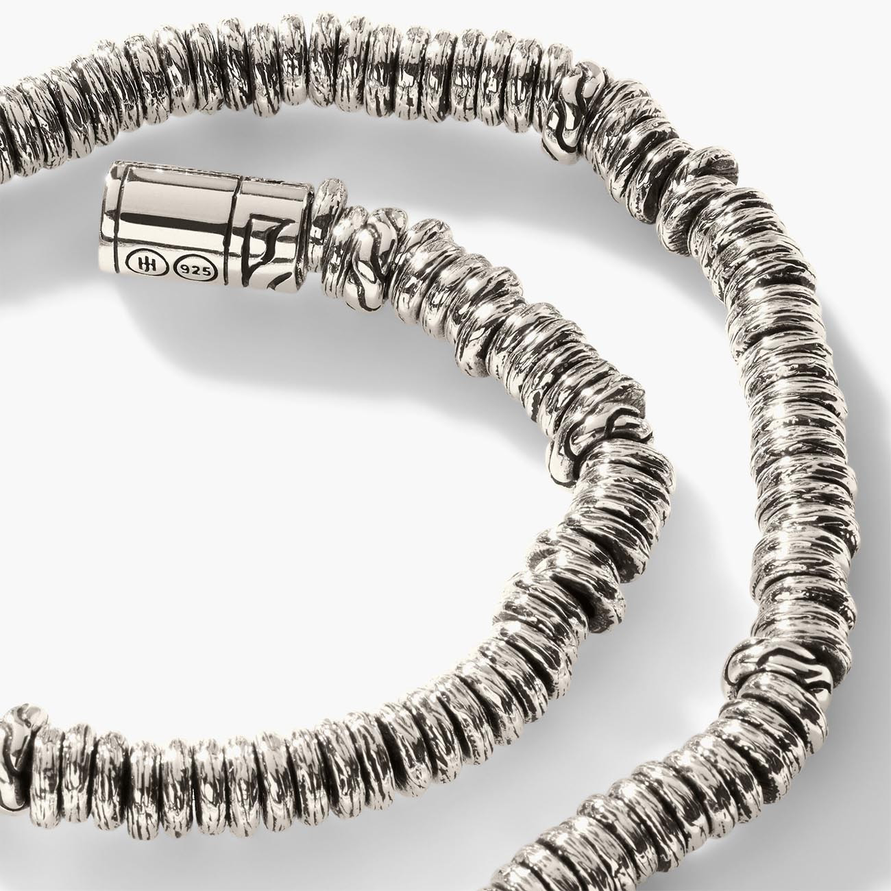 Heishi Classic Chain Silver Bracelet  Closeup