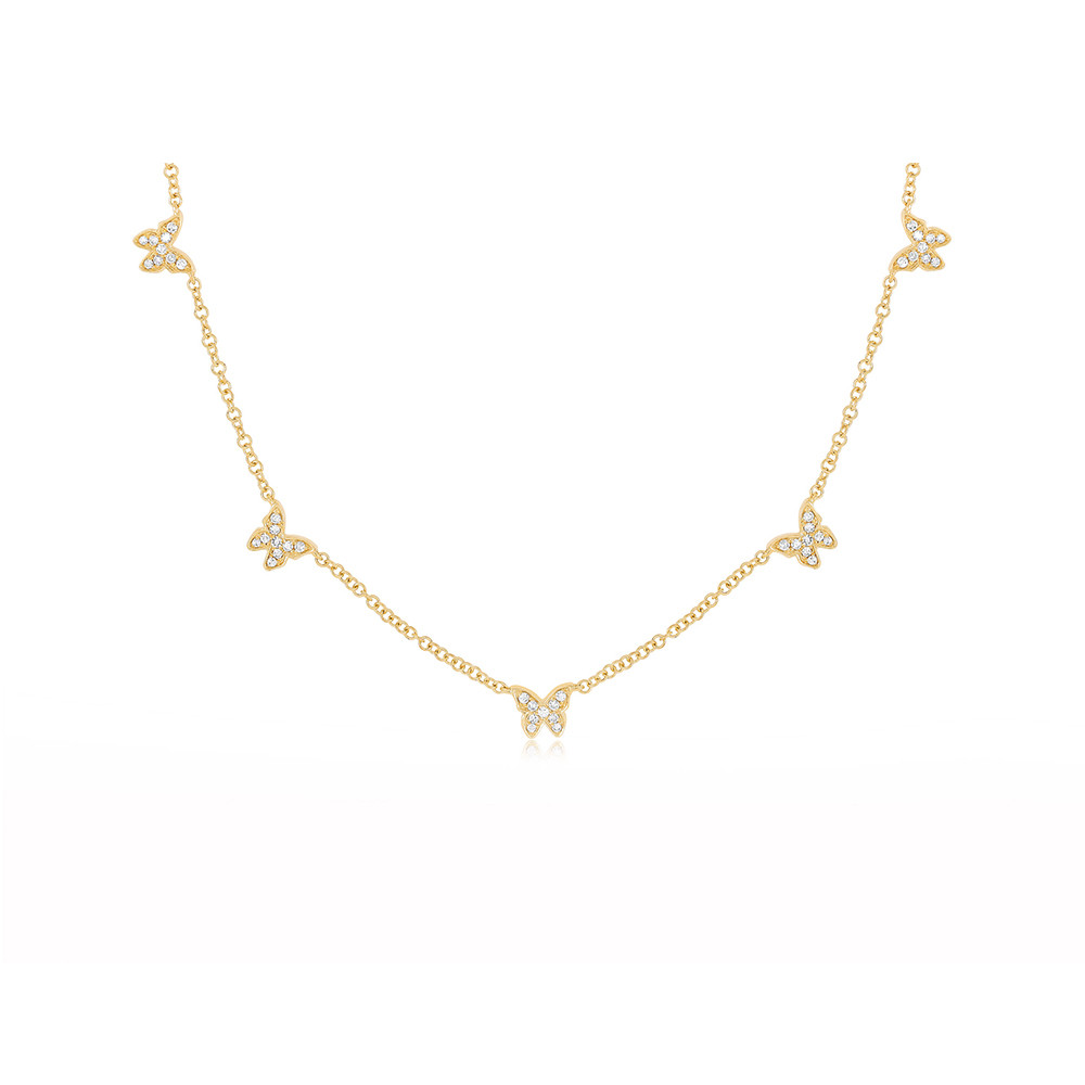 EF Collection Five Diamond Butterfly Necklace
