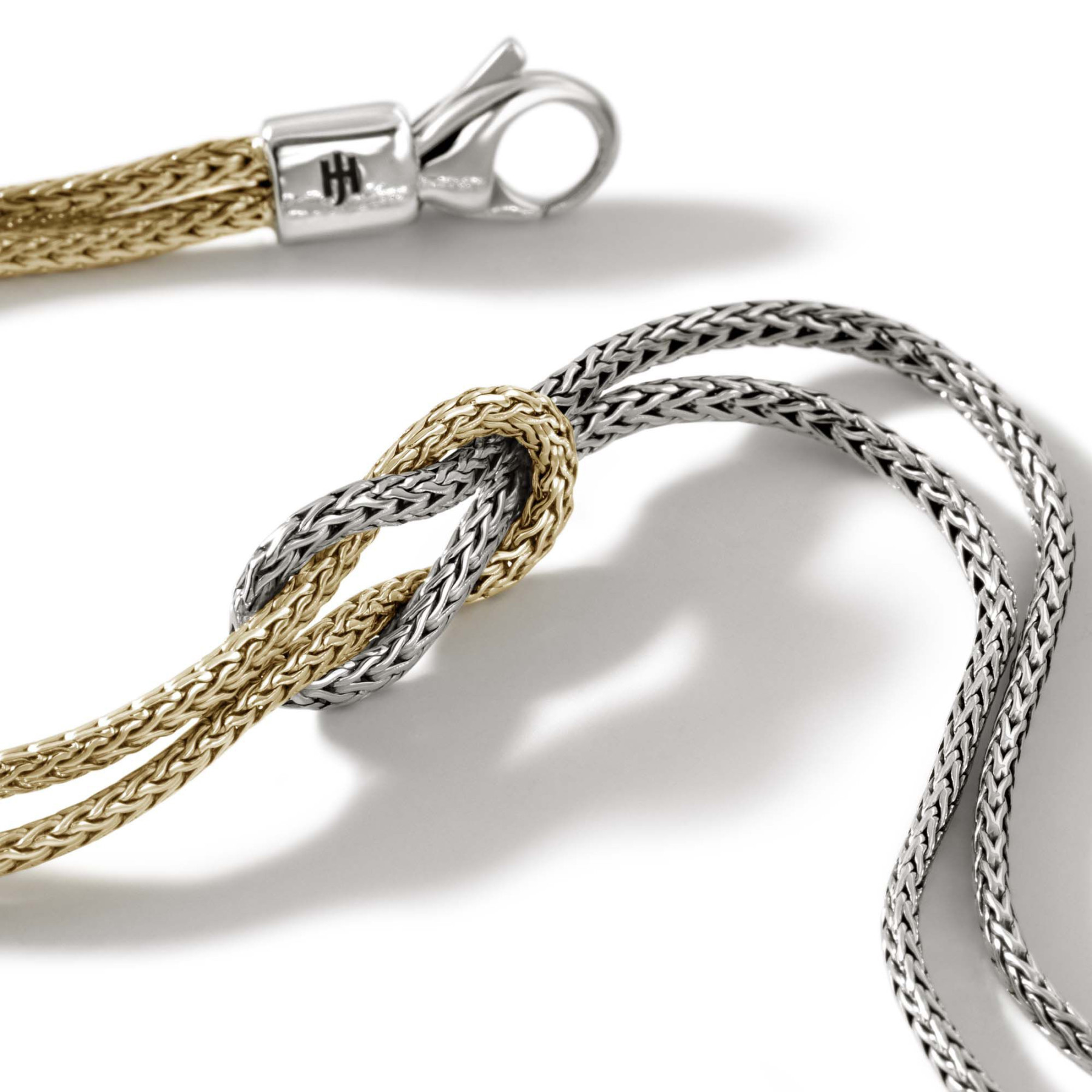 John Hardy Classic Chain 14K Gold & Silver Manah Double Row Bracelet Knot