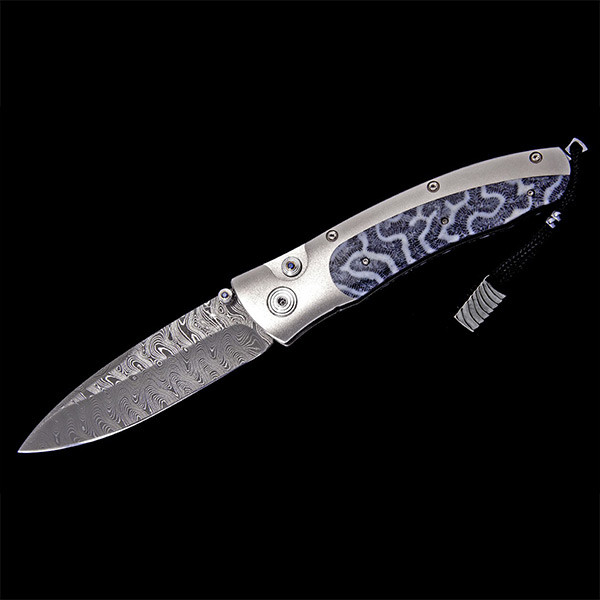William Henry Rogue Marlin Damascus Steel Key West Pocket Knife Full View