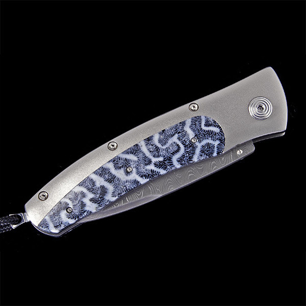 William Henry Rogue Marlin Damascus Steel Key West Pocket Knife Closed View