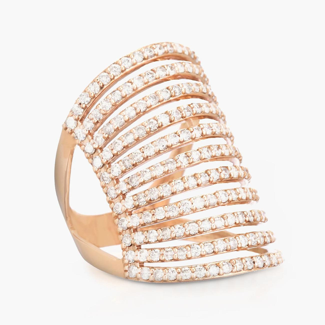 Carbon & Hyde Wide Rose Gold Pave Diamond Spine Ring Side View