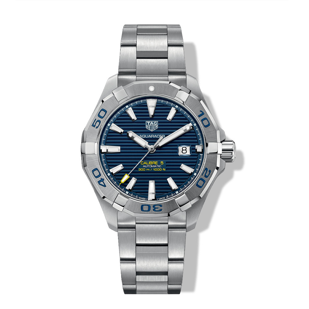 Tag Heuer Aquaracer 43mm Calibre 5 Steel Watch with Blue Dial