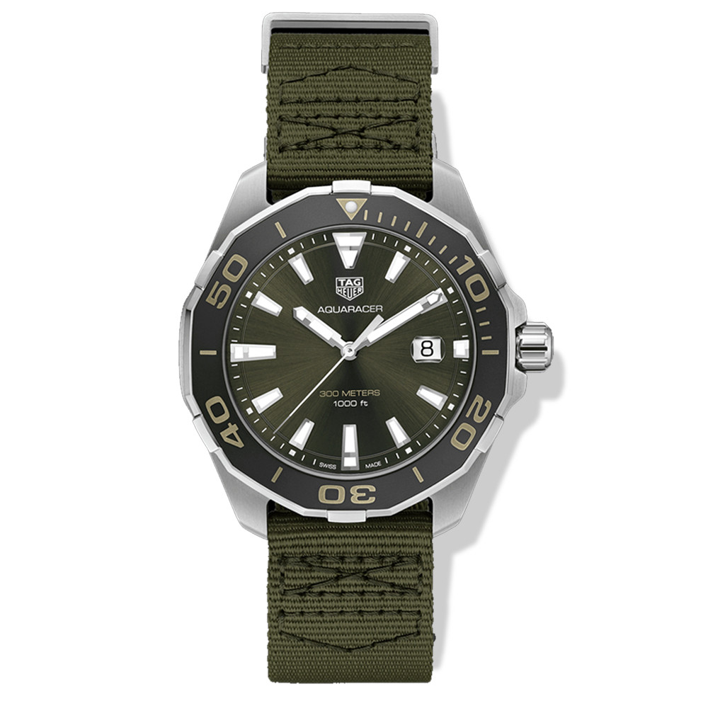 Tag Heuer Aquaracer 43mm Steel Watch with Khaki Dial 