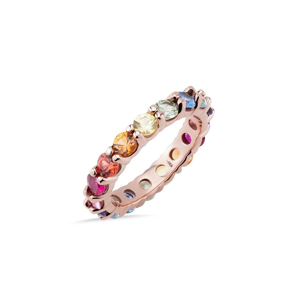 Carbon & Hyde Rainbow Eternity Band Ring in Rose Gold