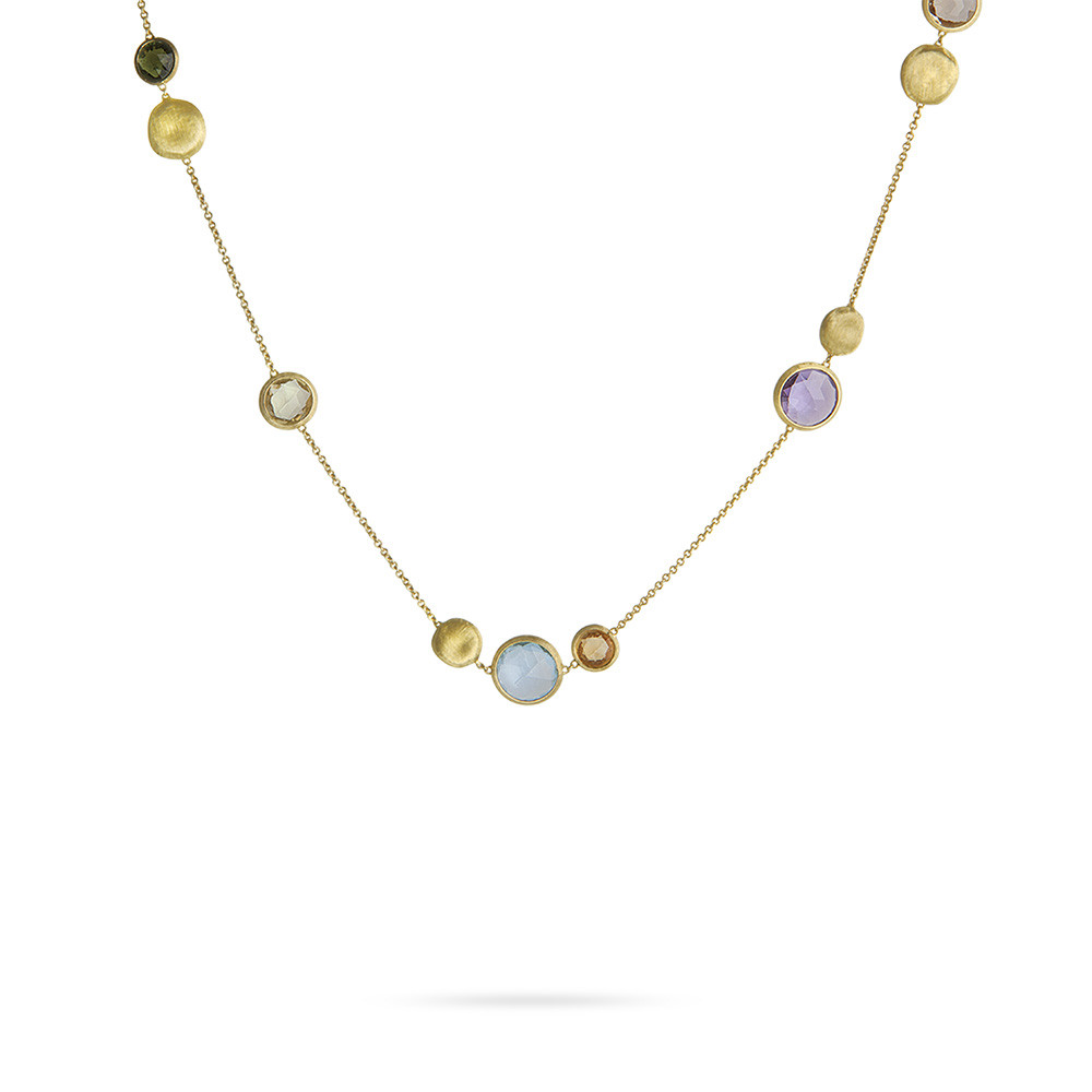 Marco Bicego Jaipur 18kt Yellow Gold Necklace with Mixed Gemstones 16"