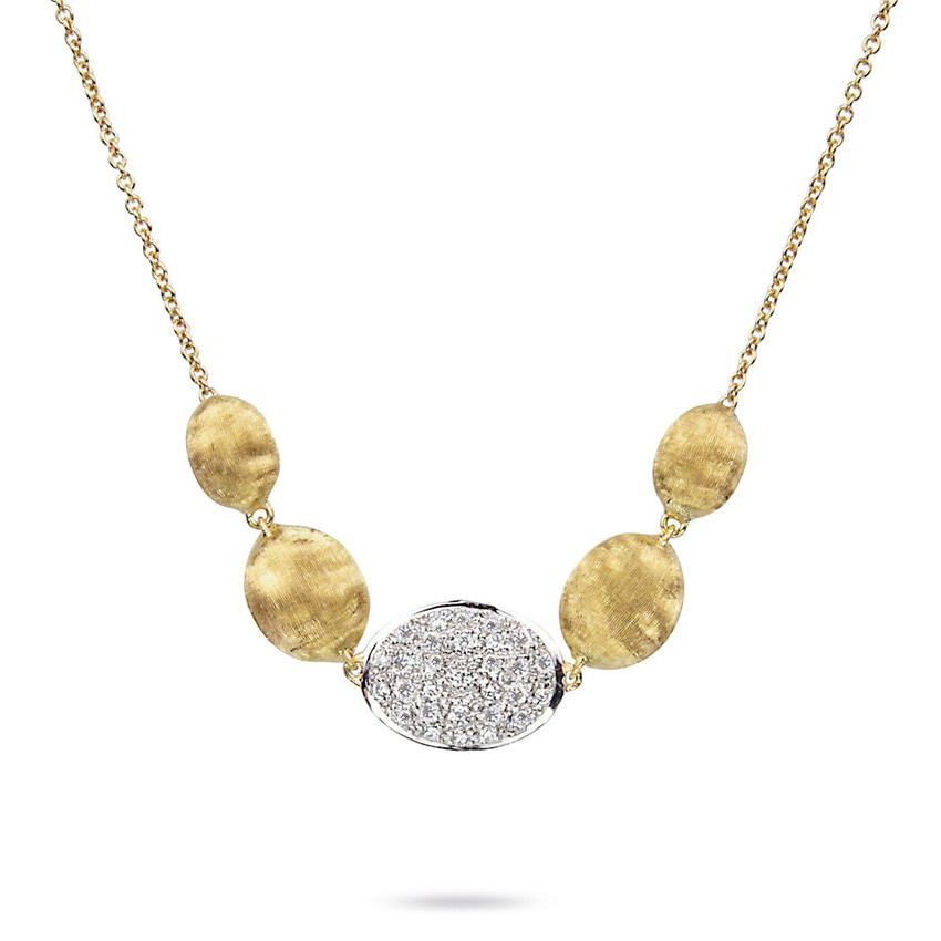 Marco Bicego Yellow Gold & Diamond Station Pendant Siviglia Necklace