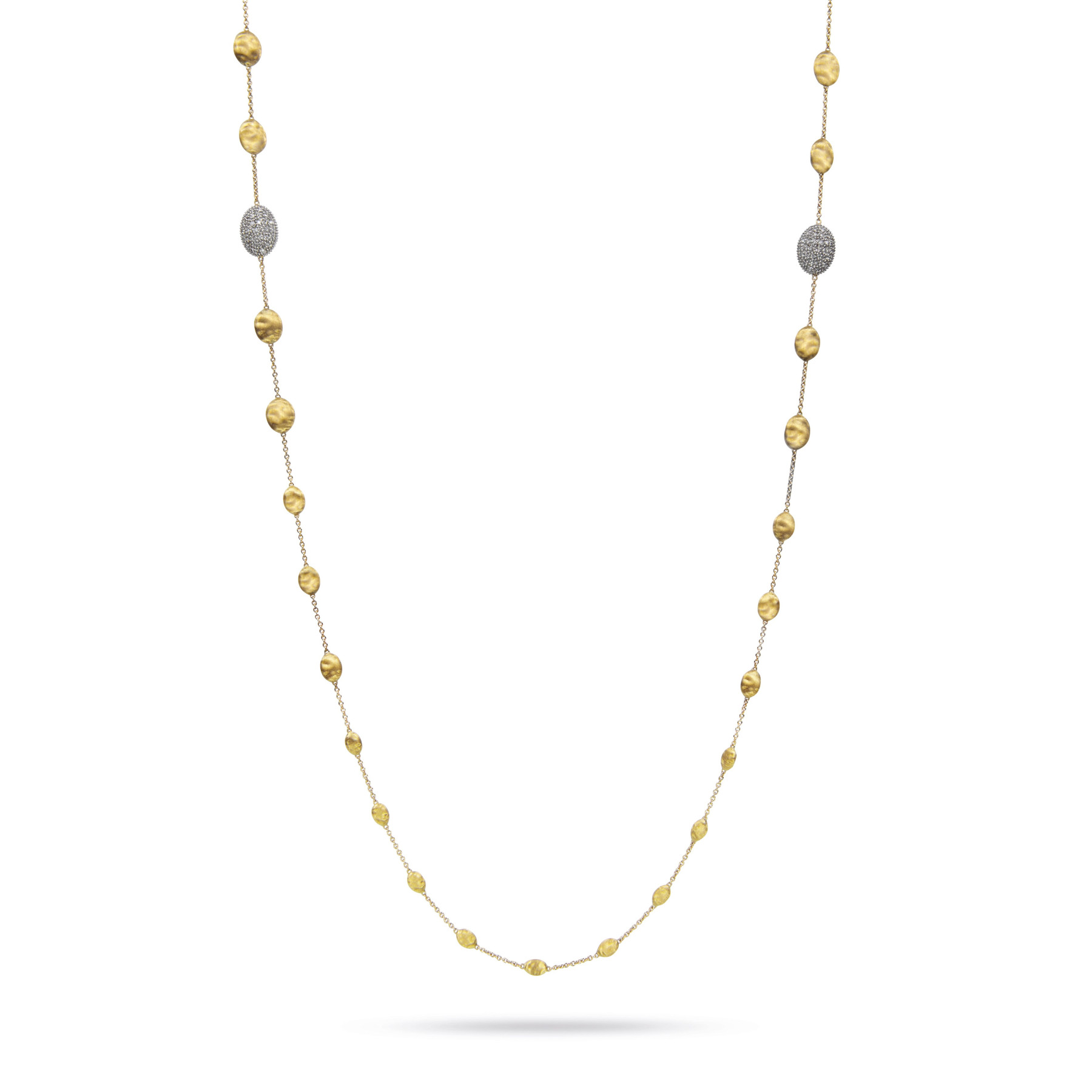 Marco Bicego Siviglia Yellow Gold with 2 Pave Station Link Necklace 