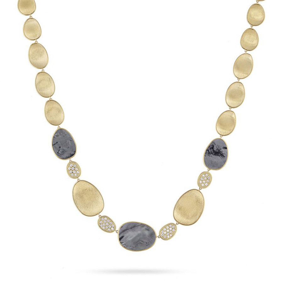 Marco Bicego Black Mother of Pearl & Diamond Lunaria Station Necklace