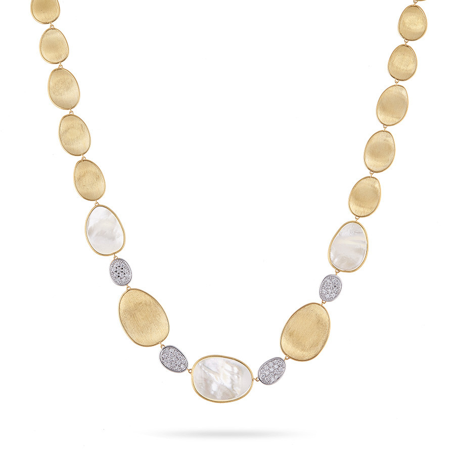 Marco Bicego White Mother of Pearl & Diamond Lunaria Station Necklace