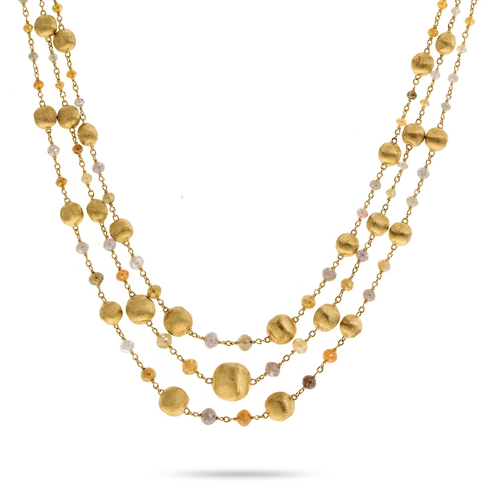 Marco Bicego Yellow Gold Africa Stellar Mixed Diamond Multi-Strand Necklace