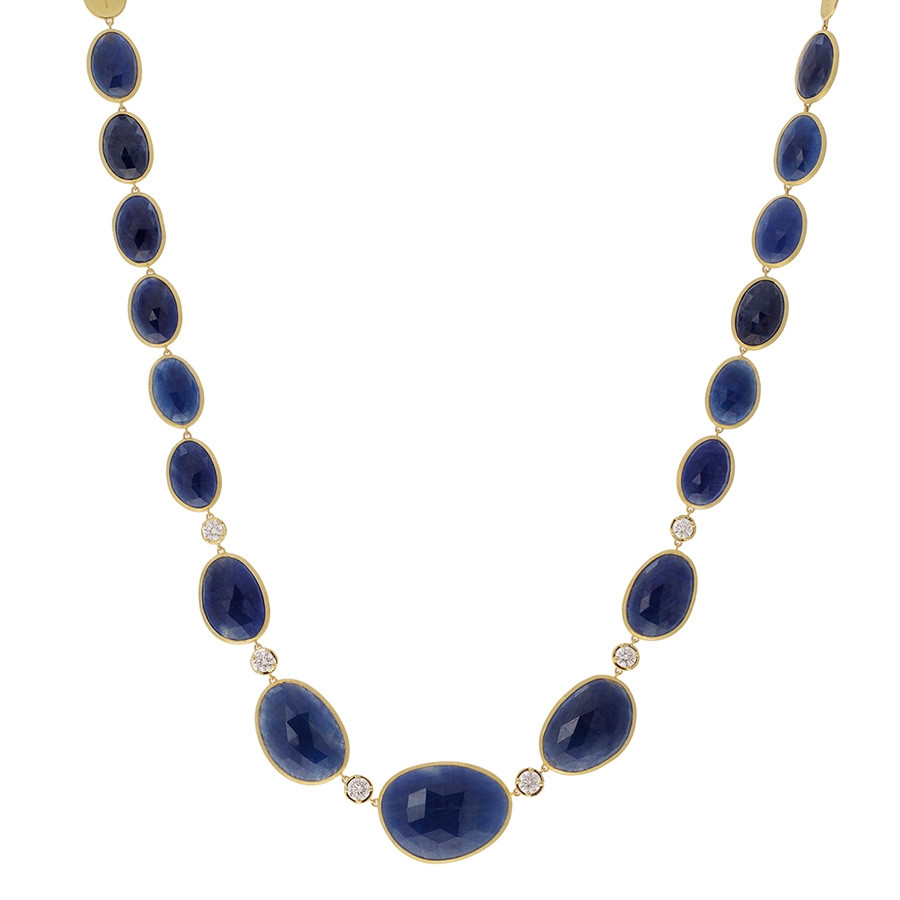 Marco Bicego Blue Sapphire & Diamond Station Lunaria Necklace