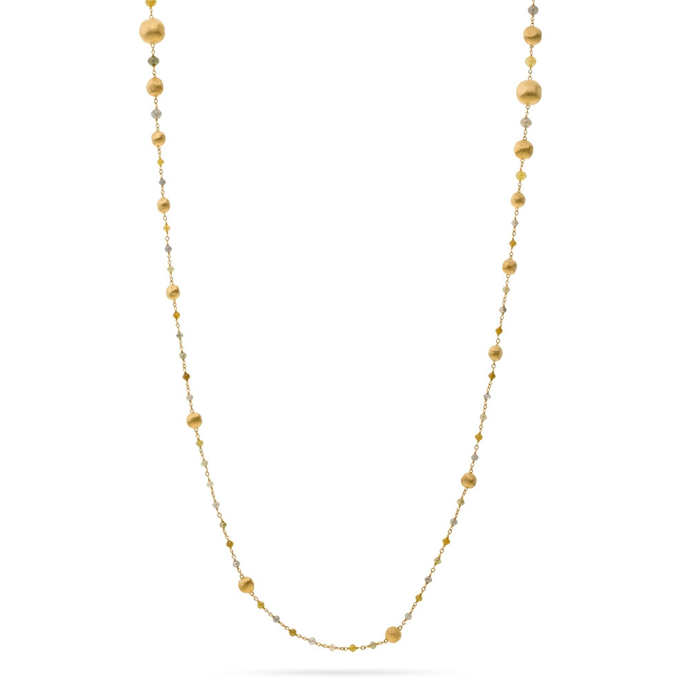 Marco Bicego Long Africa Stellar Yellow Gold Mixed Diamond Necklace