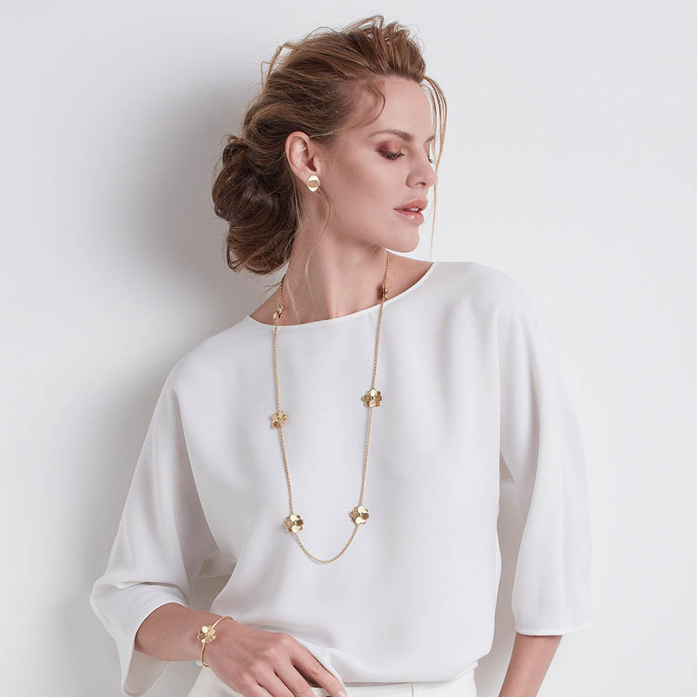 Marco Bicego Petali Yellow Gold Station Necklace Lifestyle Model