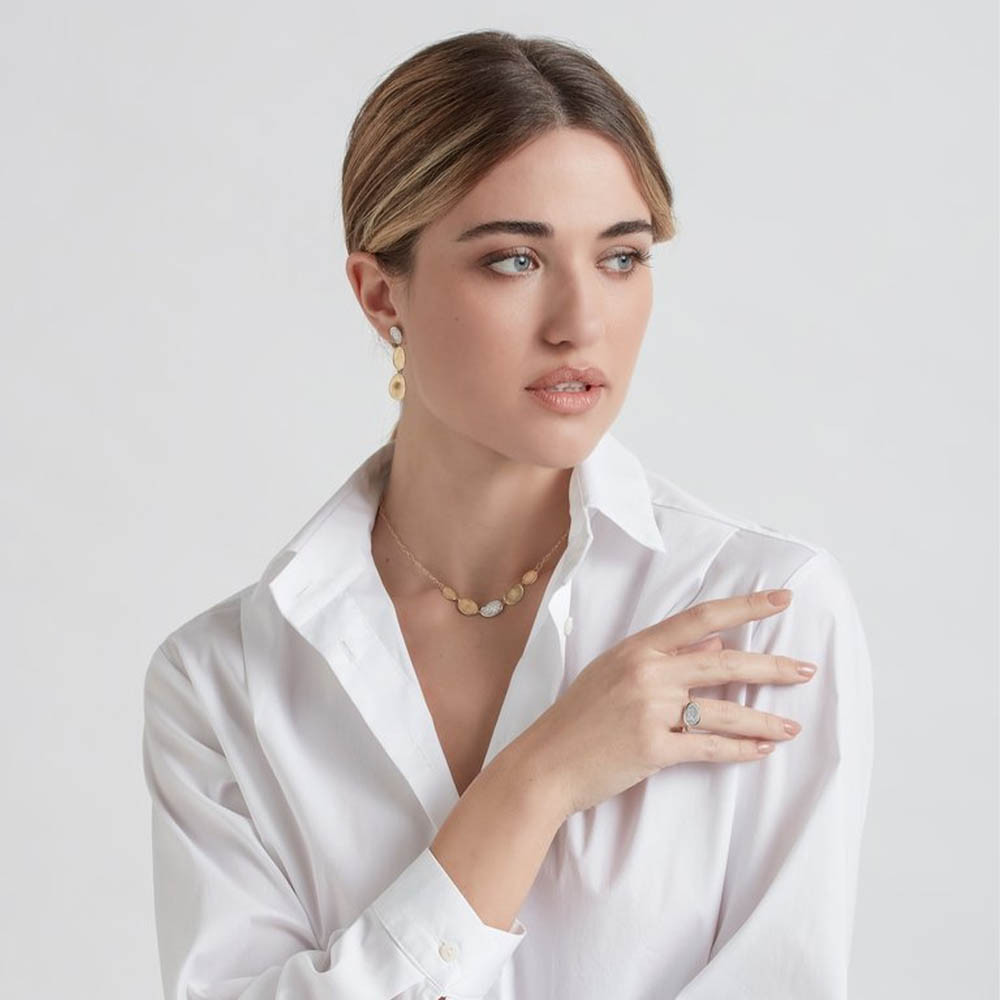 Marco Bicego Lunaria Gold & Diamond Petite Necklace Lifestyle Model