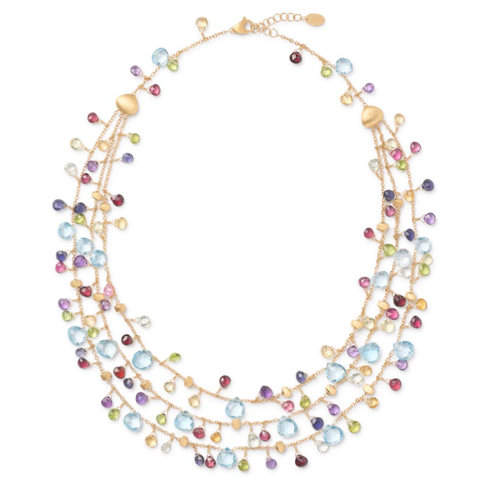 Marco Bicego Paradise Aquamarine Mix Gemstone Layered Necklace Lifestyle Model