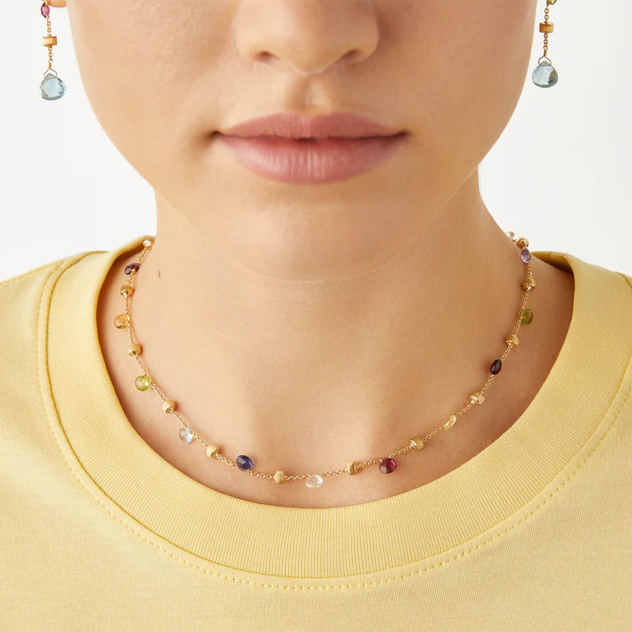 Marco Bicego Paradise 18kt Gold Necklace with Multi-Colored Gemstones Lifestyle Model
