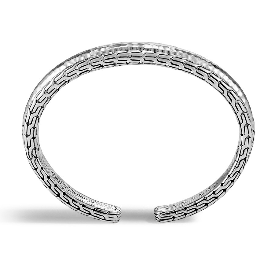 John Hardy Hammered Classic Chain Silver Arch Cuff Profile View