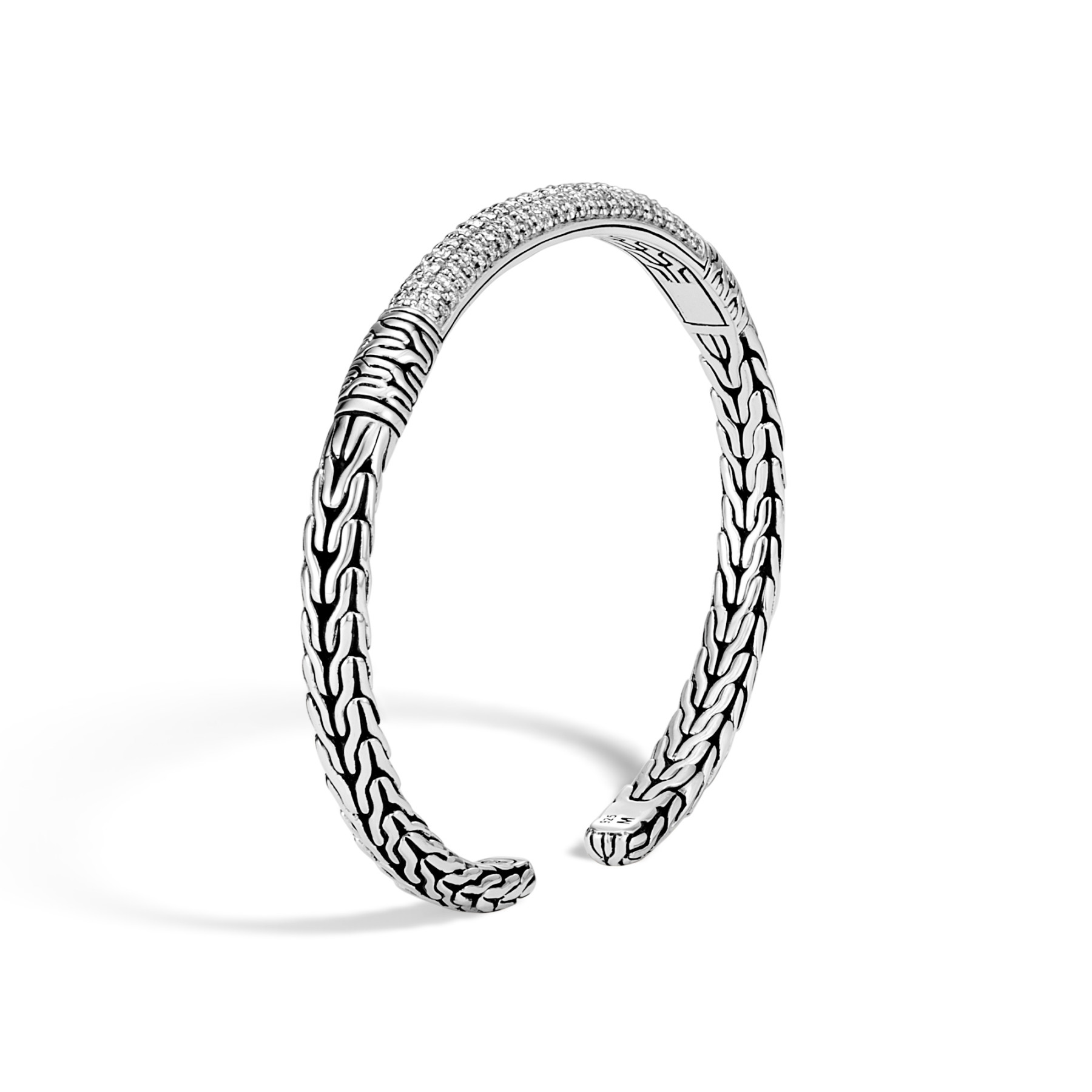 John Hardy Classic Chain Diamond Cuff in Sterling Silver angle view