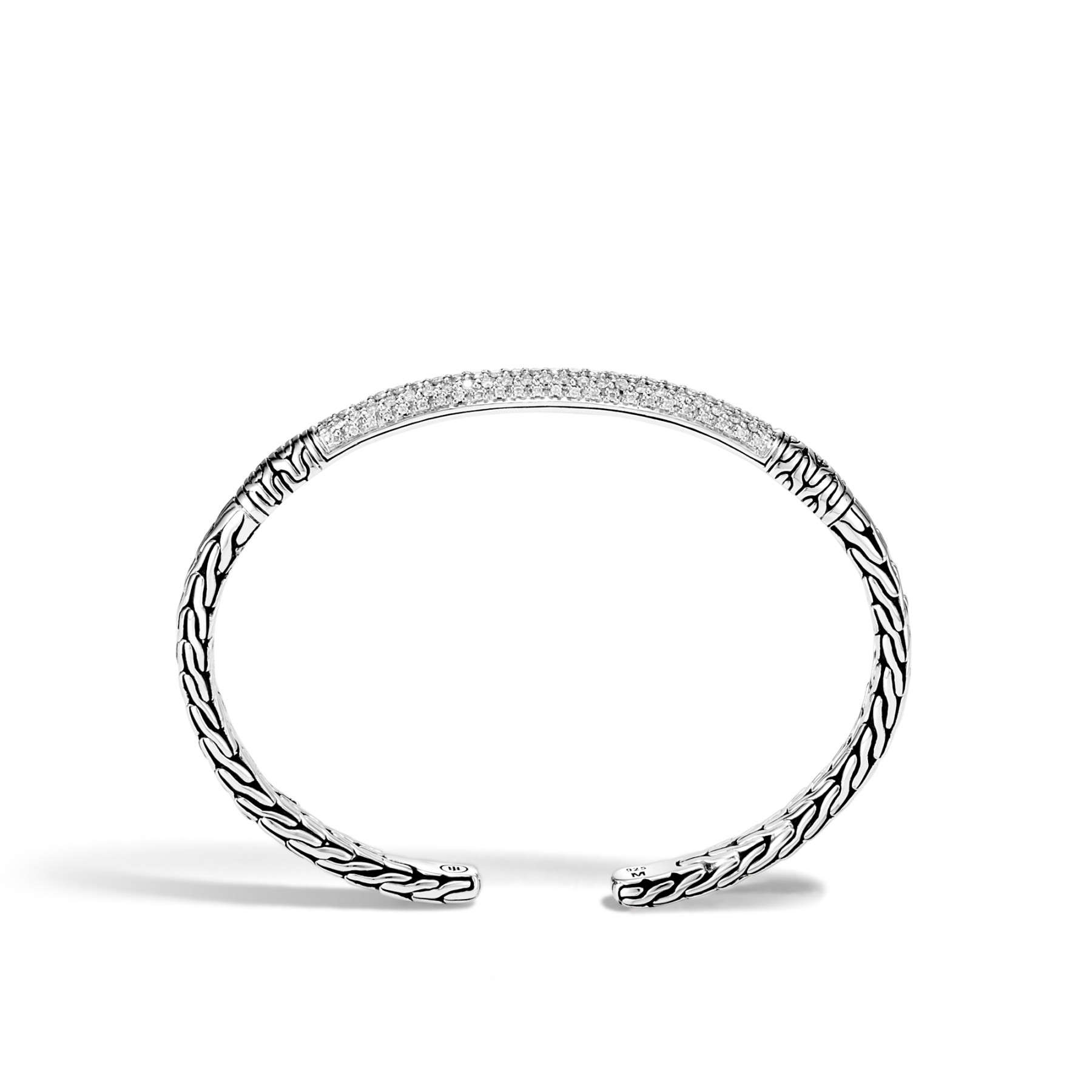 John Hardy Classic Chain Diamond Cuff in Sterling Silver side view