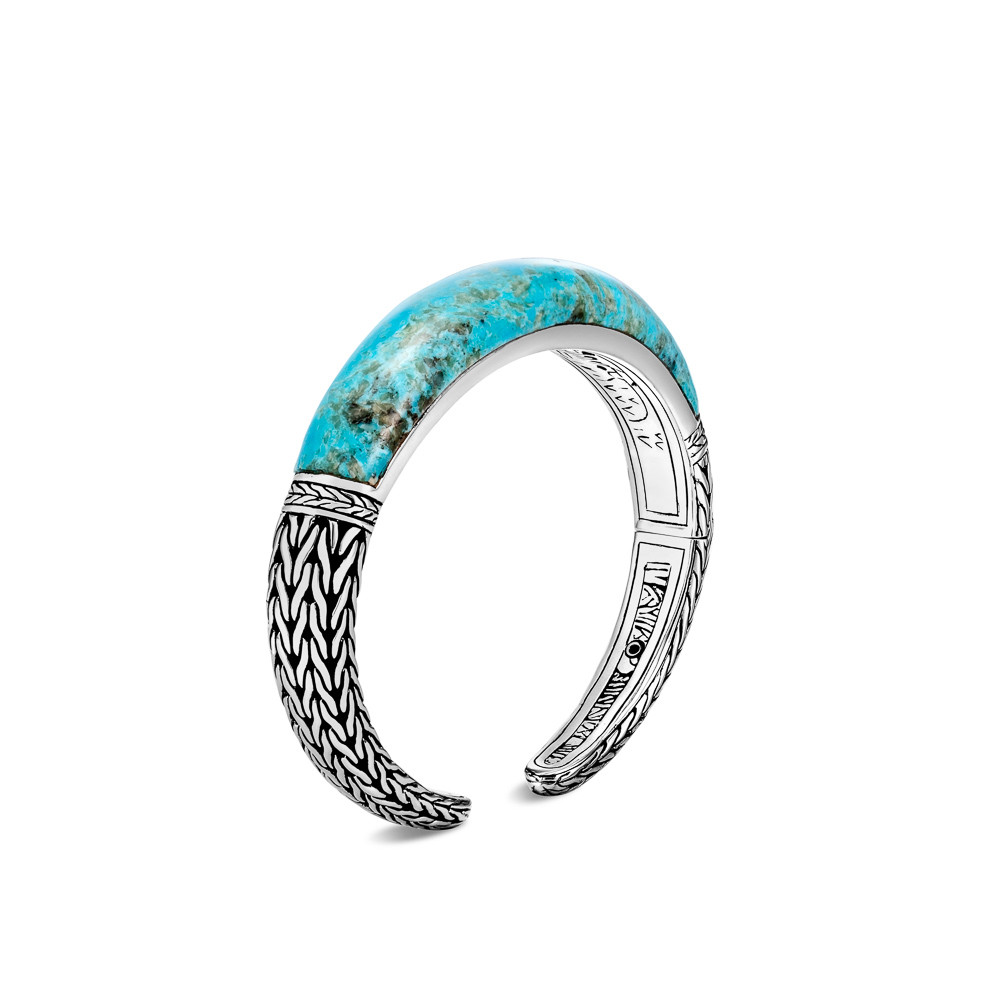 John Hardy Classic Chain Turquoise Kick Cuff in Sterling Silver angle view