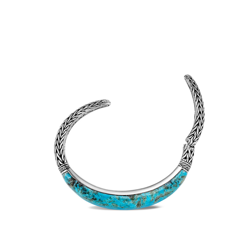 John Hardy Classic Chain Turquoise Kick Cuff in Sterling Silver open view 
