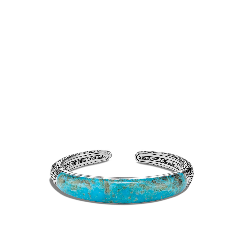 John Hardy Classic Chain Turquoise Kick Cuff in Sterling Silver front view