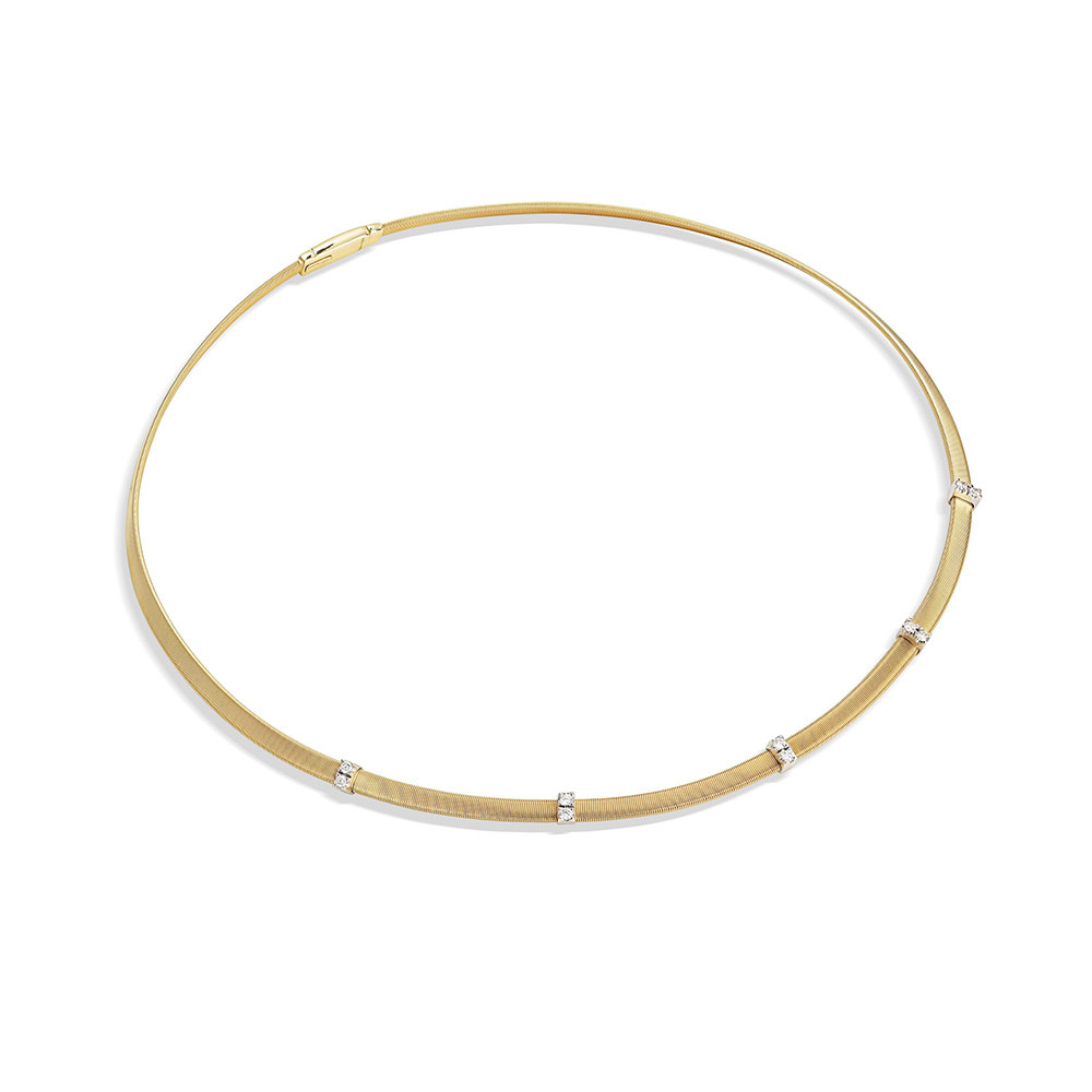 marco Bicego Masai Yellow Gold and 5 Diamond Station Necklace